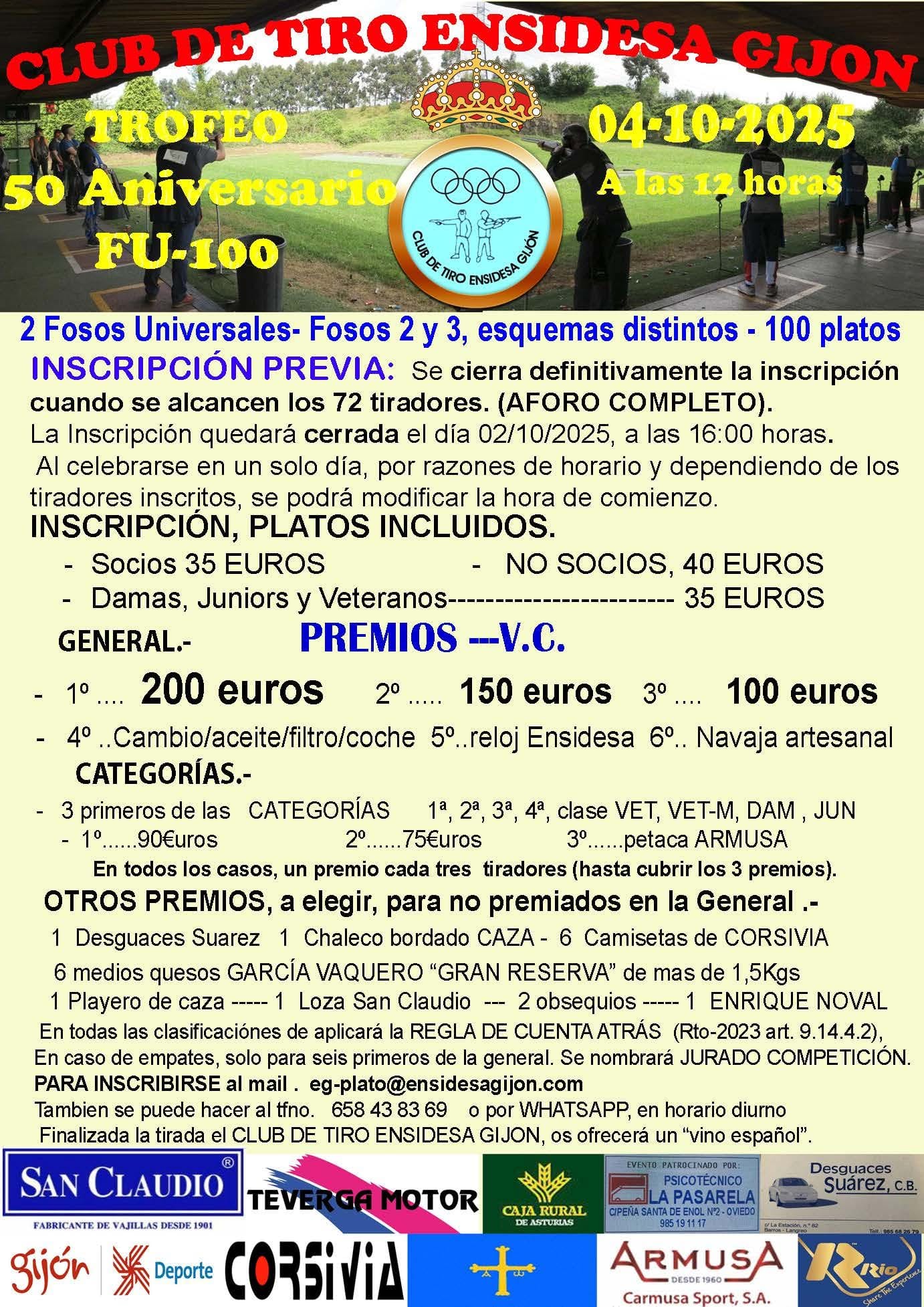 Trofeo 50 Aniversario F.U. Club de Tiro Ensidesa (Gijón).