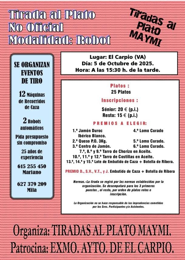 Tirada al Plato ROBOT en El Carpio (Valladolid).