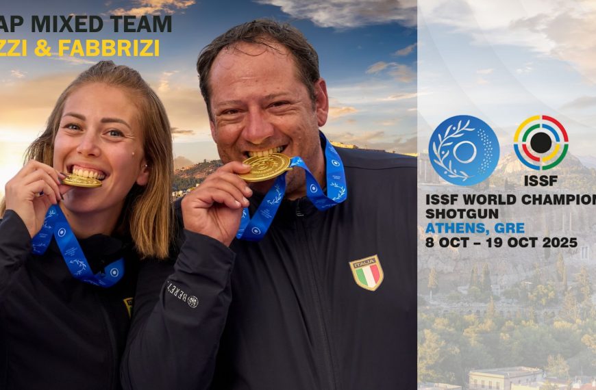 Italia conquista el oro mixto en el Mundial ISSF de Foso Olímpico en Atenas, Grecia.