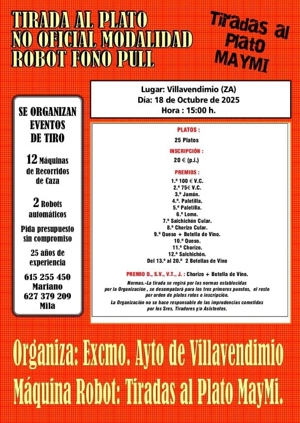 Tirada al Plato ROBOT en Villavendimio (Zamora).