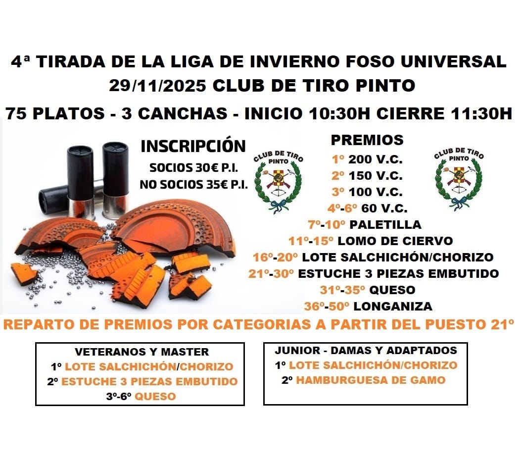 4ª Tirada Liga Invierno F.U. en el Club de Tiro Pinto (Madrid).