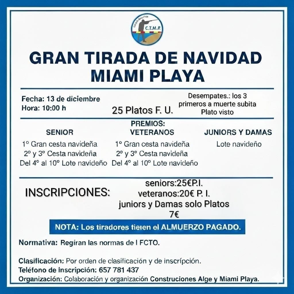 Gran Tirada de Navidad F.U. en el Campo de Tiro Miami Playa (Tarragona).
