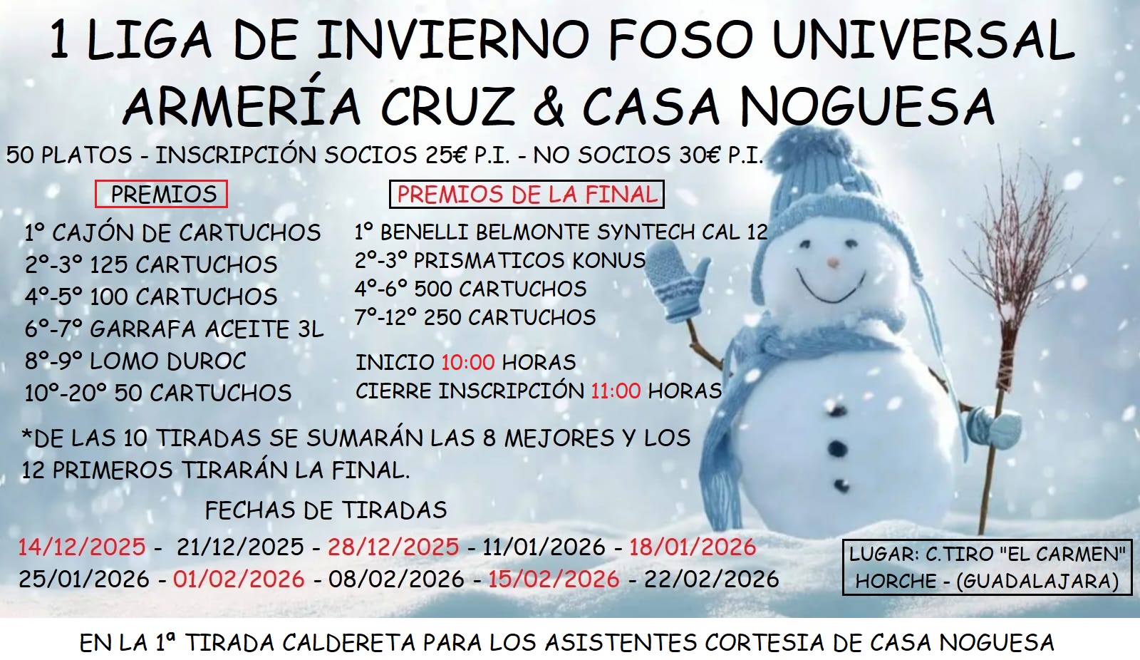 1ª Liga de Invierno F.U. Armería Cruz & Casa Noguesa en el campo de Tiro El Carmen en Horche (Guadalajara).