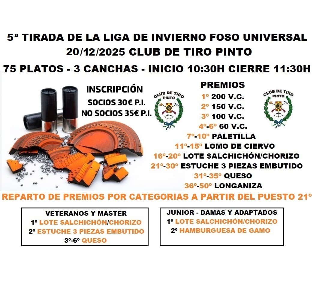 5ª Tirada Liga Invierno F.U. en el Club de Tiro Pinto (Madrid).