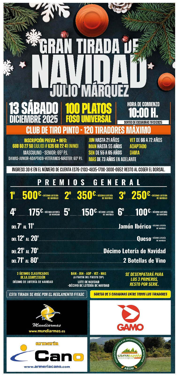 Gran Tirada de Navidad F.U. Julio Márquez en el Club de Tiro de Pinto (Madrid).