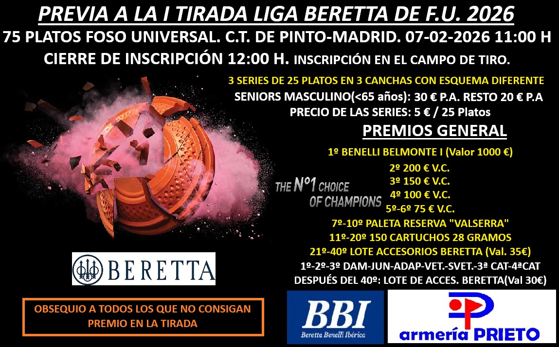 Tirada a La 1ª Tirada Liga Beretta F.U. en el Club de Tiro de Pinto (Madrid).