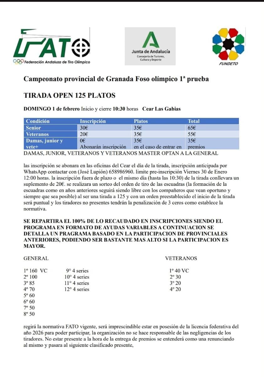 1ª Prueba Campeonato Provincial de Granada F.O. en el C.E.A.R Juan Carlos I en Las Gabias (Granada).