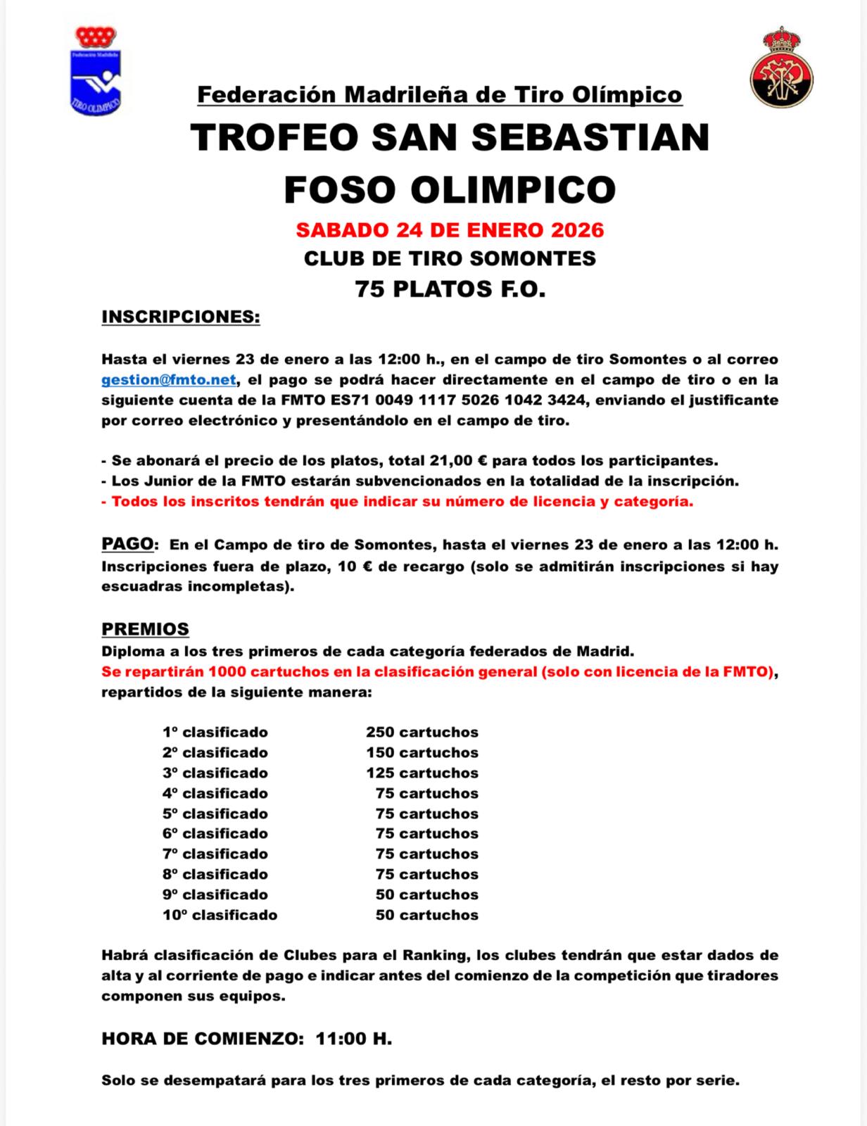 Trofeo San Sebastián F.O. en el Campo de Tiro Somontes (Madrid).