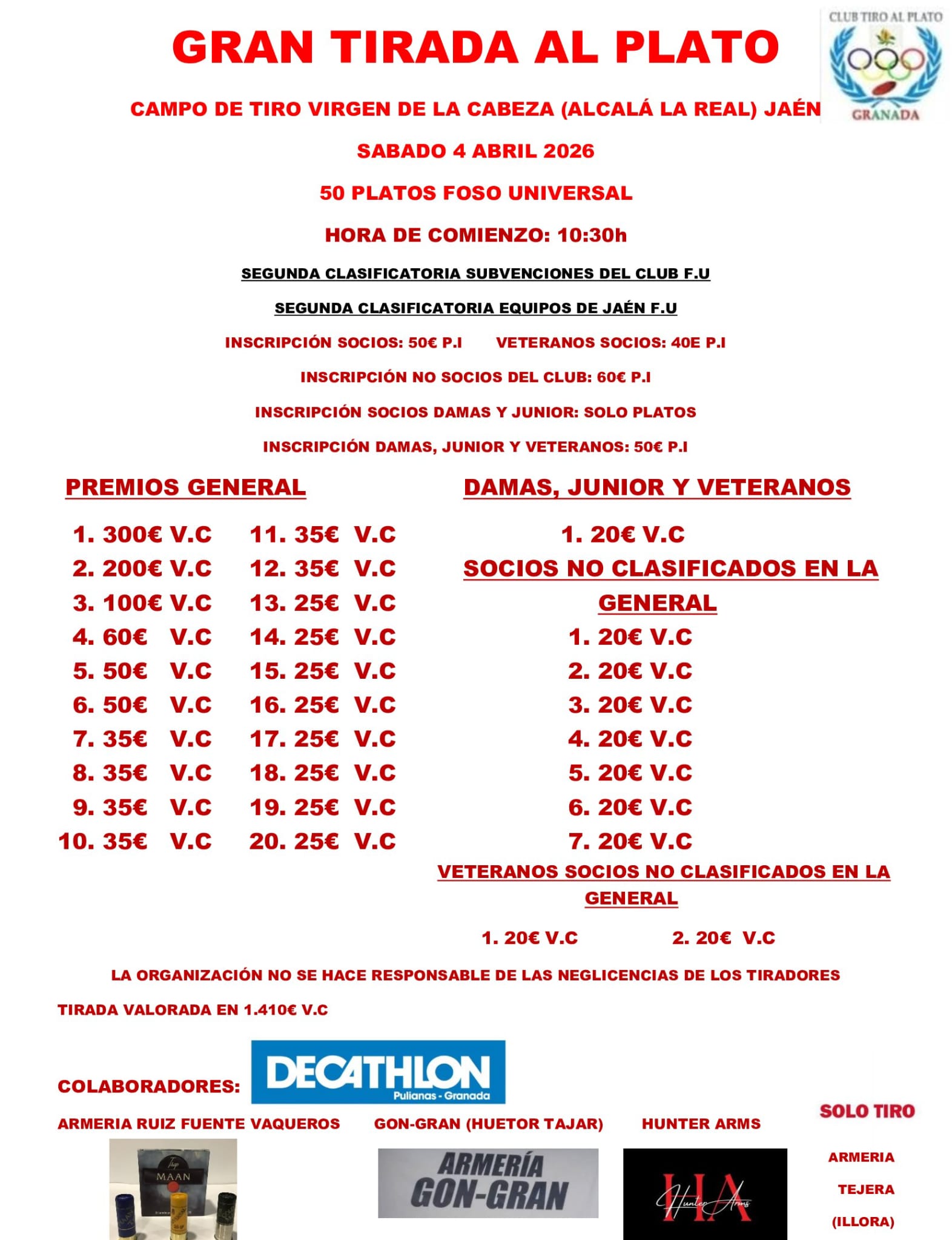 Gran Tirada al Plato F.U. en el Campo de Tiro Virgen de la Cabeza en Alcalá la Real (Jaén).