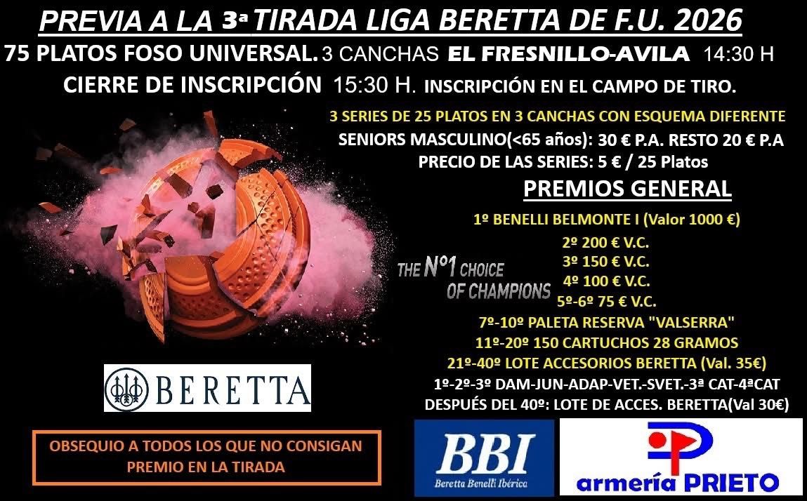 Tirada Previa a la 3ª tirada Liga Beretta F.U. en el Campo de Tiro El Fresnillo (Ávila).