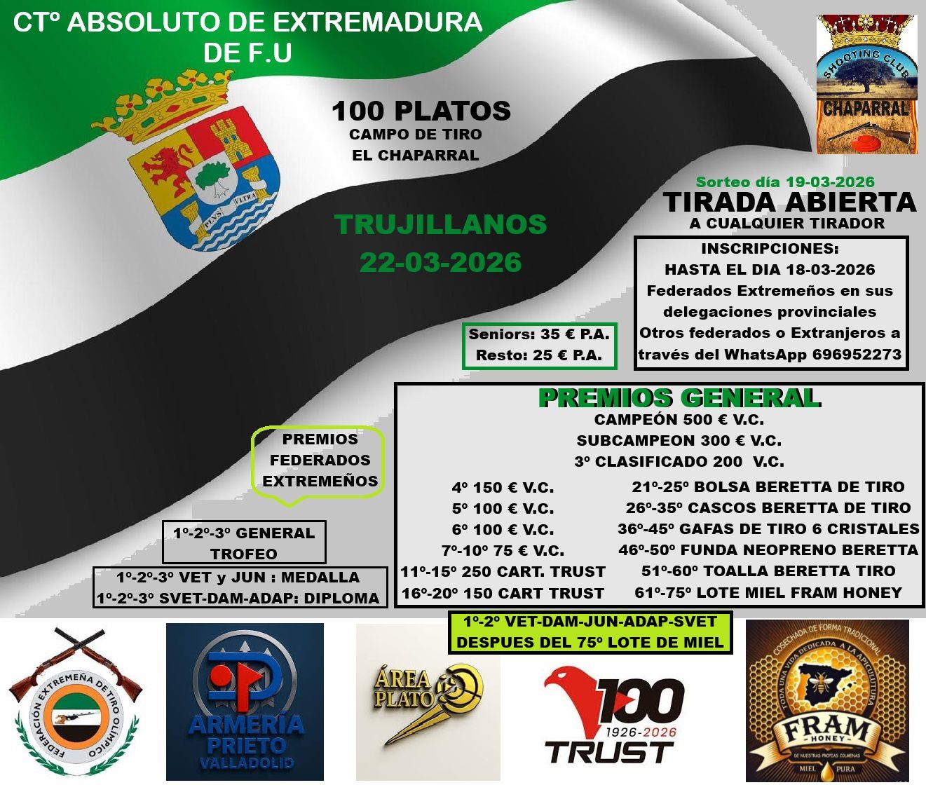 Campeonato Abosoluto de Extremadura F.U. en el Club de Tiro El Chaparral en Trujillanos (Badajoz).