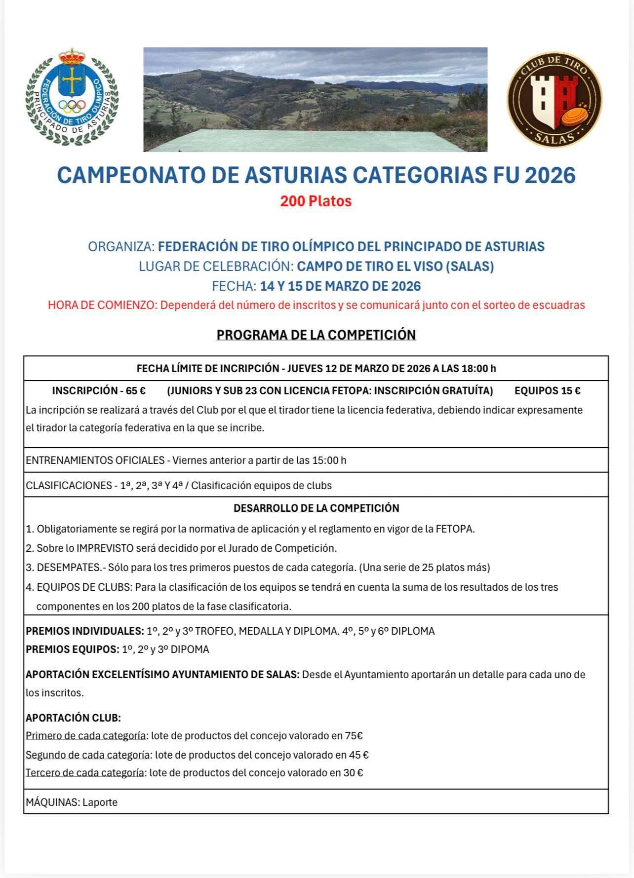 Campeonato de Asturias por Categorias F.U. en el Campo de Tiro Salas (Asturias).