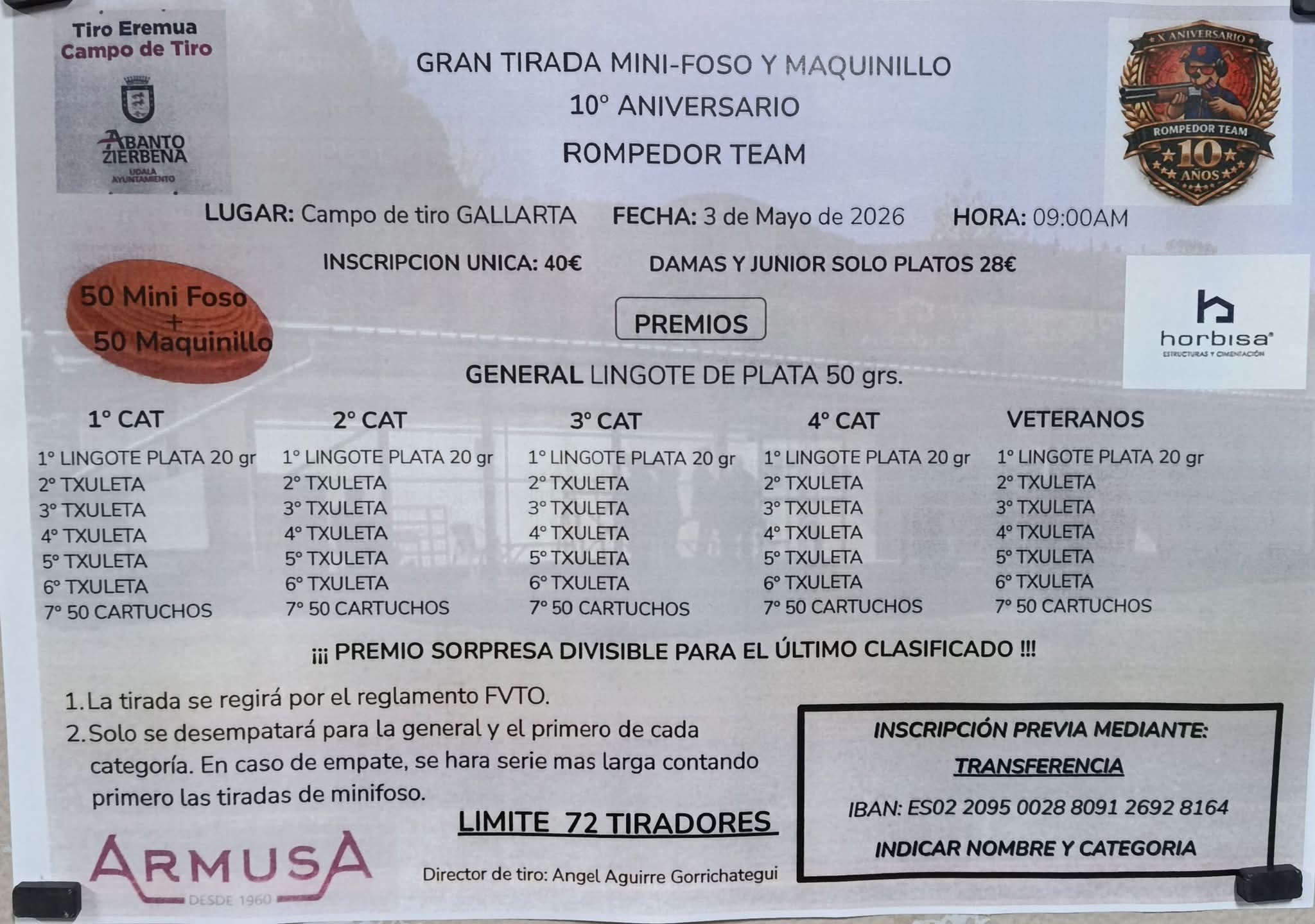 Gran Tirada MINI-FOSO y ROBOT con Motivo del 10º Aniversario del Equipo Rompedor en el Campo de Tiro de Gallarta (Vizcaya).