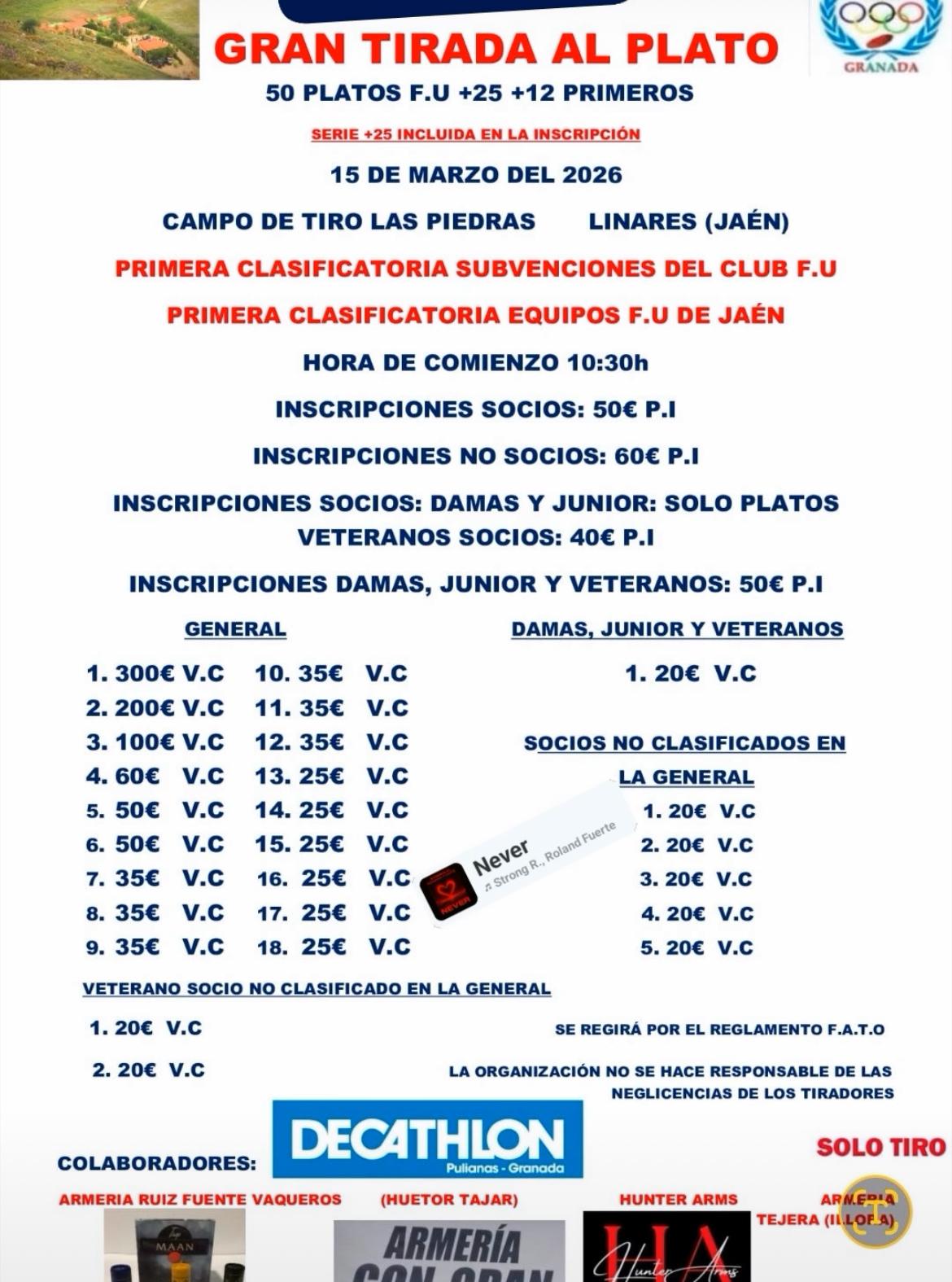 Gran Tirada al Plato F.U. en el Campo de Tiro Las Piedras en Linares (Jaén).