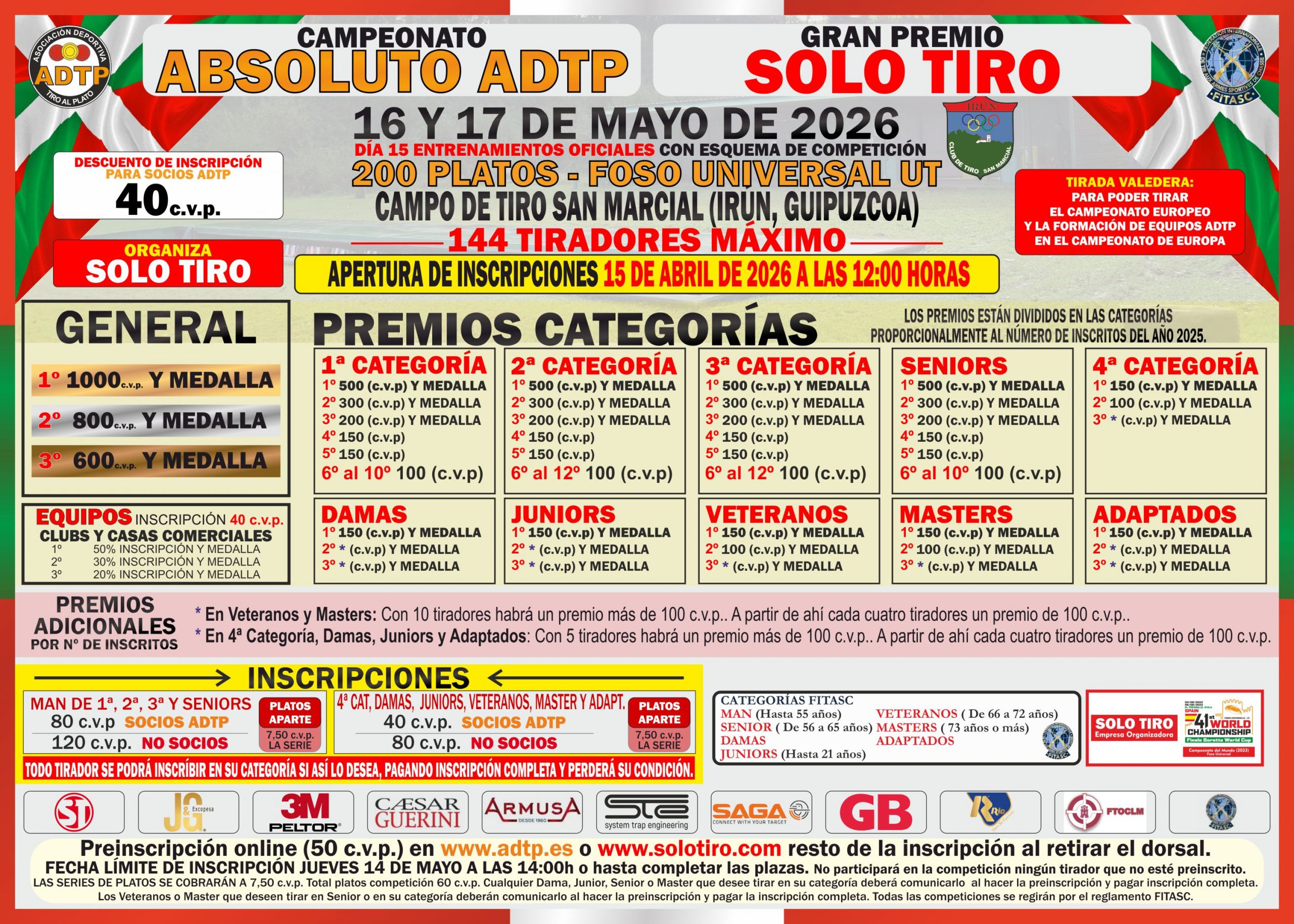 Campeonato Absoluto ADTP – Gran Premio SOLO TIRO F.U. en Irún.