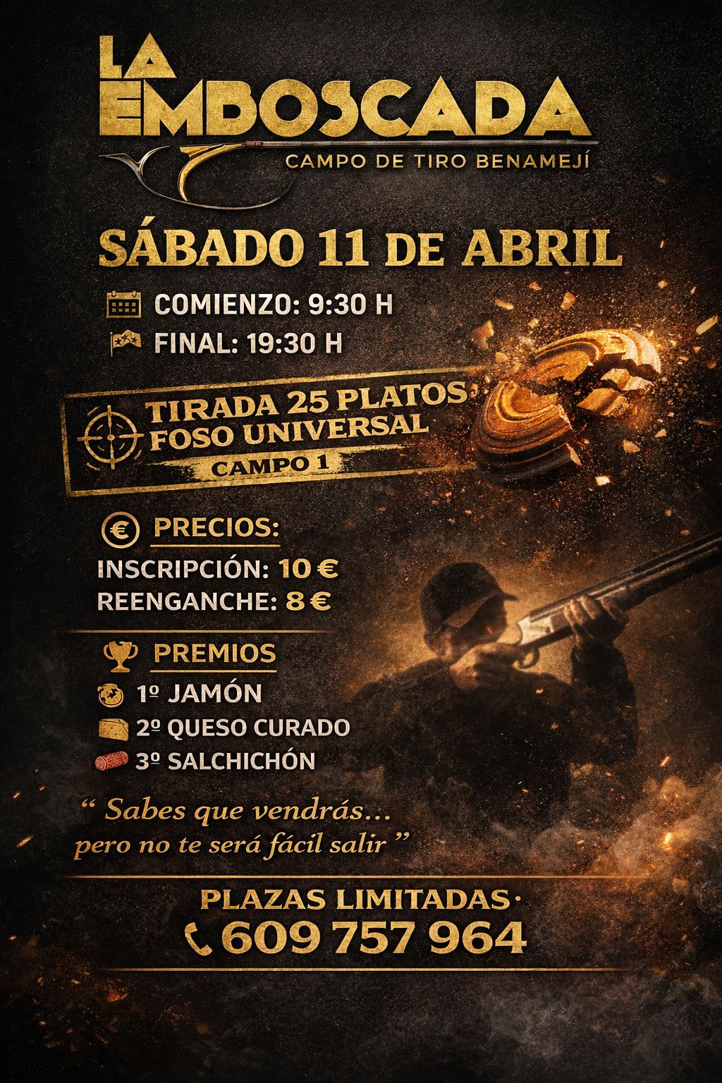 Tirada al Plato F.U. en el Campo de Tiro La Emboscada en Benamejí (Córdoba).