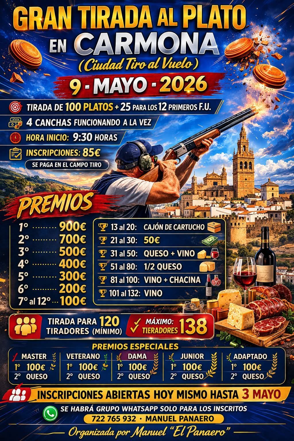 Gran Tirada al Plato F.U. en el Campo de Tiro de Carmona (Sevilla).