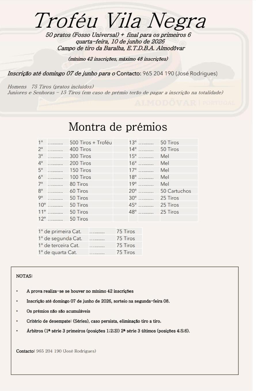 Trofeo Vila Negra F.U. en el Campo de Tiro da Baralha en Almodôvar (Portugal).