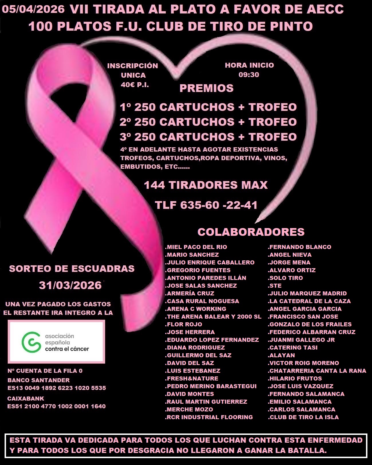 VII Tirada al Plato F.U. a Favor de la AECC en el Club de Tiro de Pinto (Madrid).