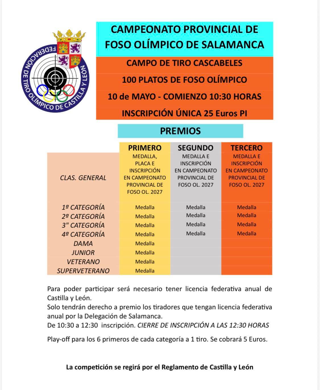 Campeonato Provincial de Salamanca F.O. en el Campo de Tiro Cascabeles en Ventosa del Río Almar (Salamanca).