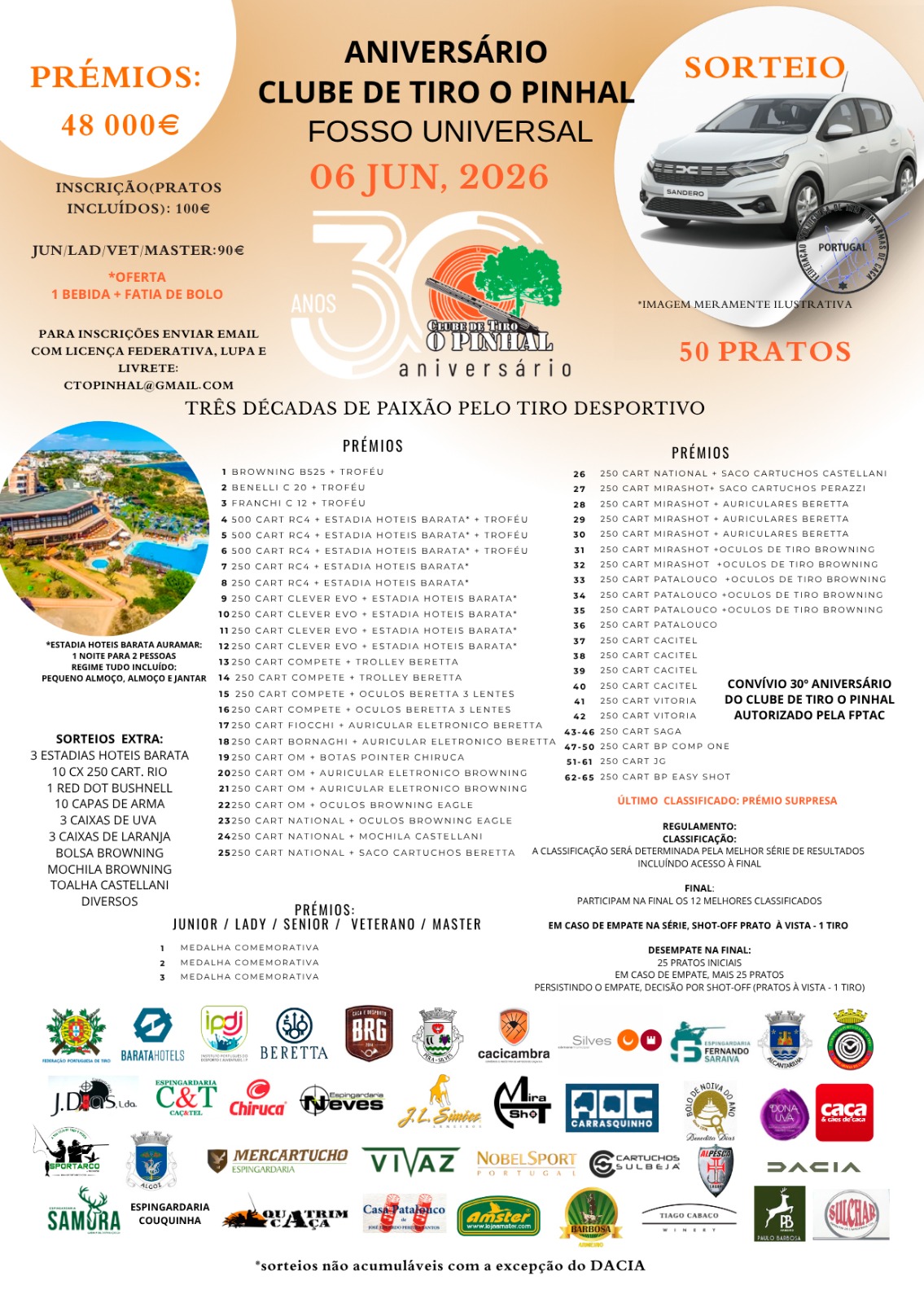 Tirada al Plato F.U. Aniversario Club de Tiro O Pinhal (Portugal).