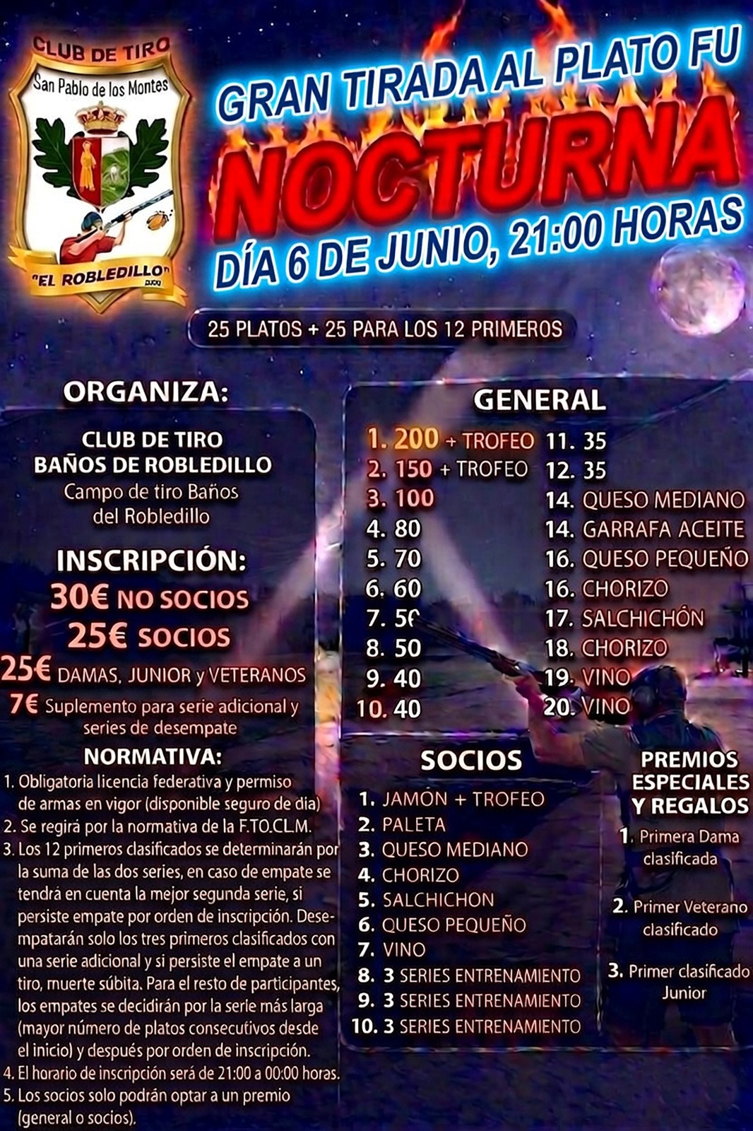 Gran Tirada Nocturna F.U. en el Campo de Tiro El Robledillo en San Pablo de los Montes (Toledo).