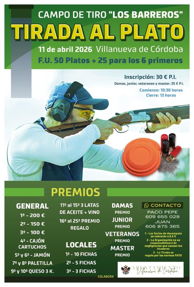 Tirada al Plato F.U. en el Campo de Tiro «Los Barreros» en Villanueva de Córdoba (Córdoba).