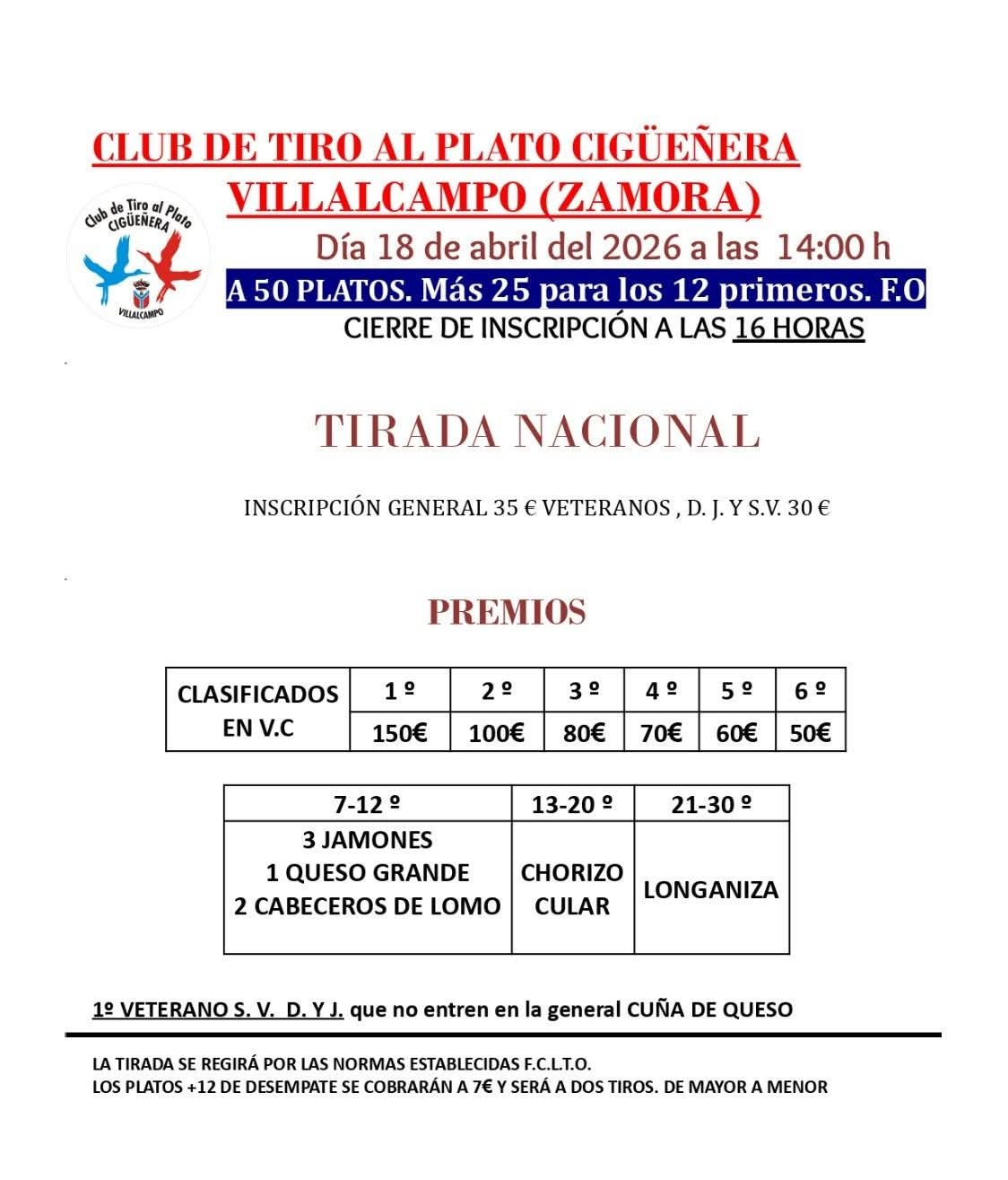 Tirada al Plato F.O. en el Club de Tiro Cigüeñera en Villalcampo (Zamora).