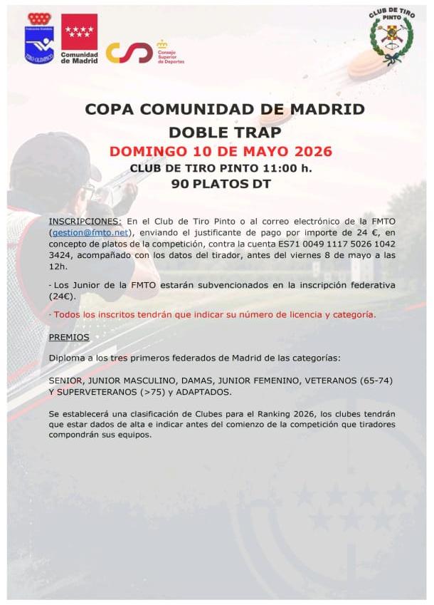 Copa Comunidad de Madrid DOBLE TRAP en el Club de Tiro Pinto (Madrid).