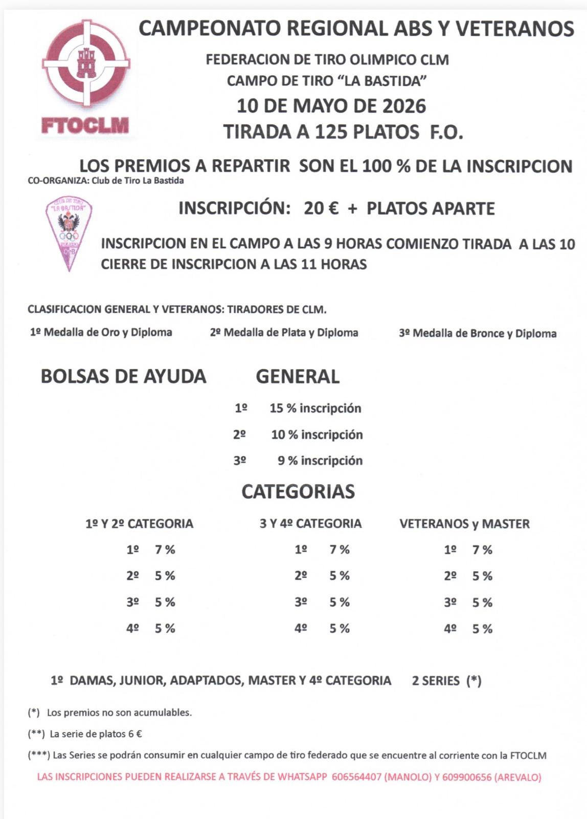 Campeonato Regional Absoluto y Veteranos F.O. en el Campo de Tiro La Bastida (Toledo).