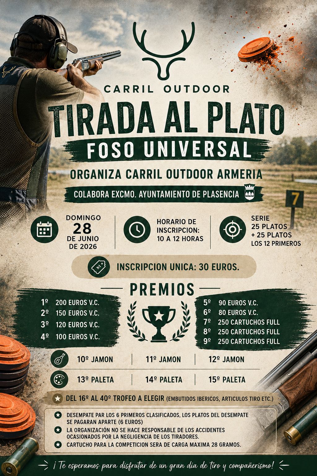 Tirada al Plato F.U. en el Campo de Tiro de Plasencia (Cáceres).