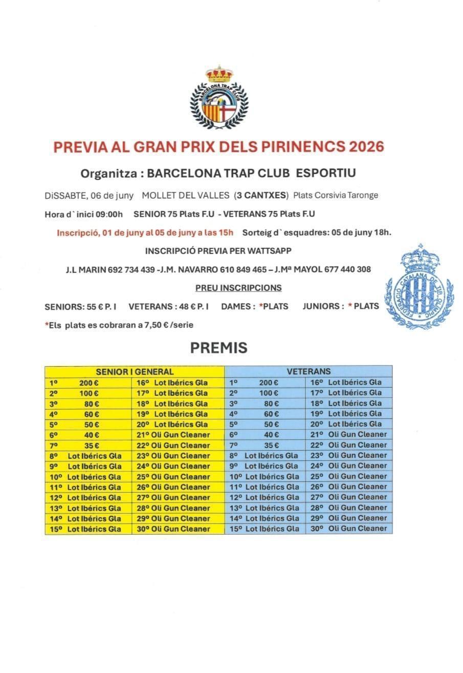 Previa al Gran Prix de los Pirineos F.U. en el Campo de Tiro de Mollet del Valles (Barcelona).