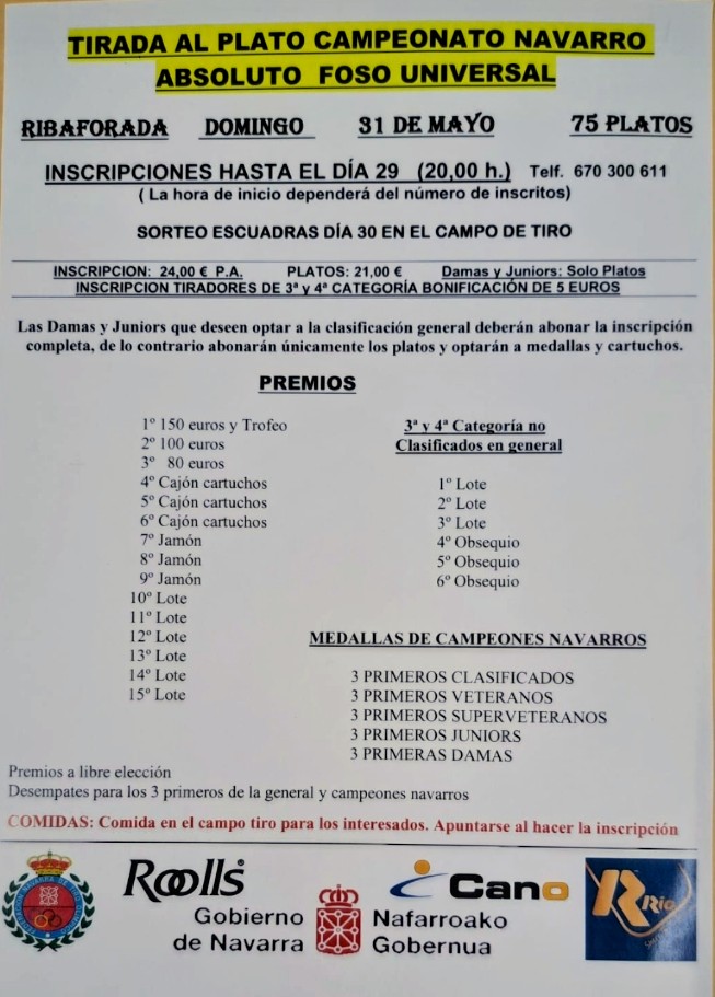 Campeonato Navarro Absoluto F.U. en el Campo de Tiro de Ribaforada (Navarra).