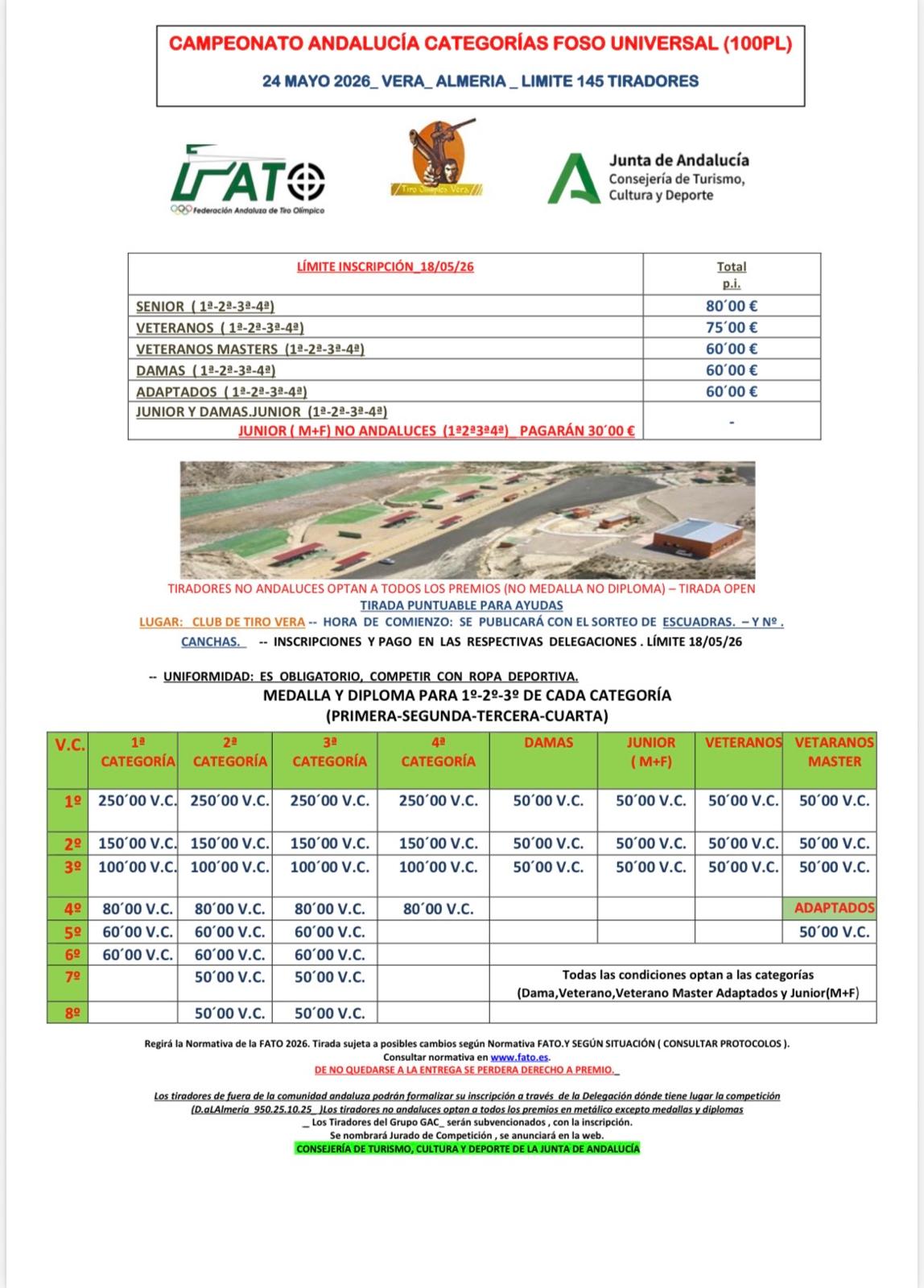 Campeonato de Andalucía por Categorías F.U. en el Campo de Tiro de Vera (Almería).