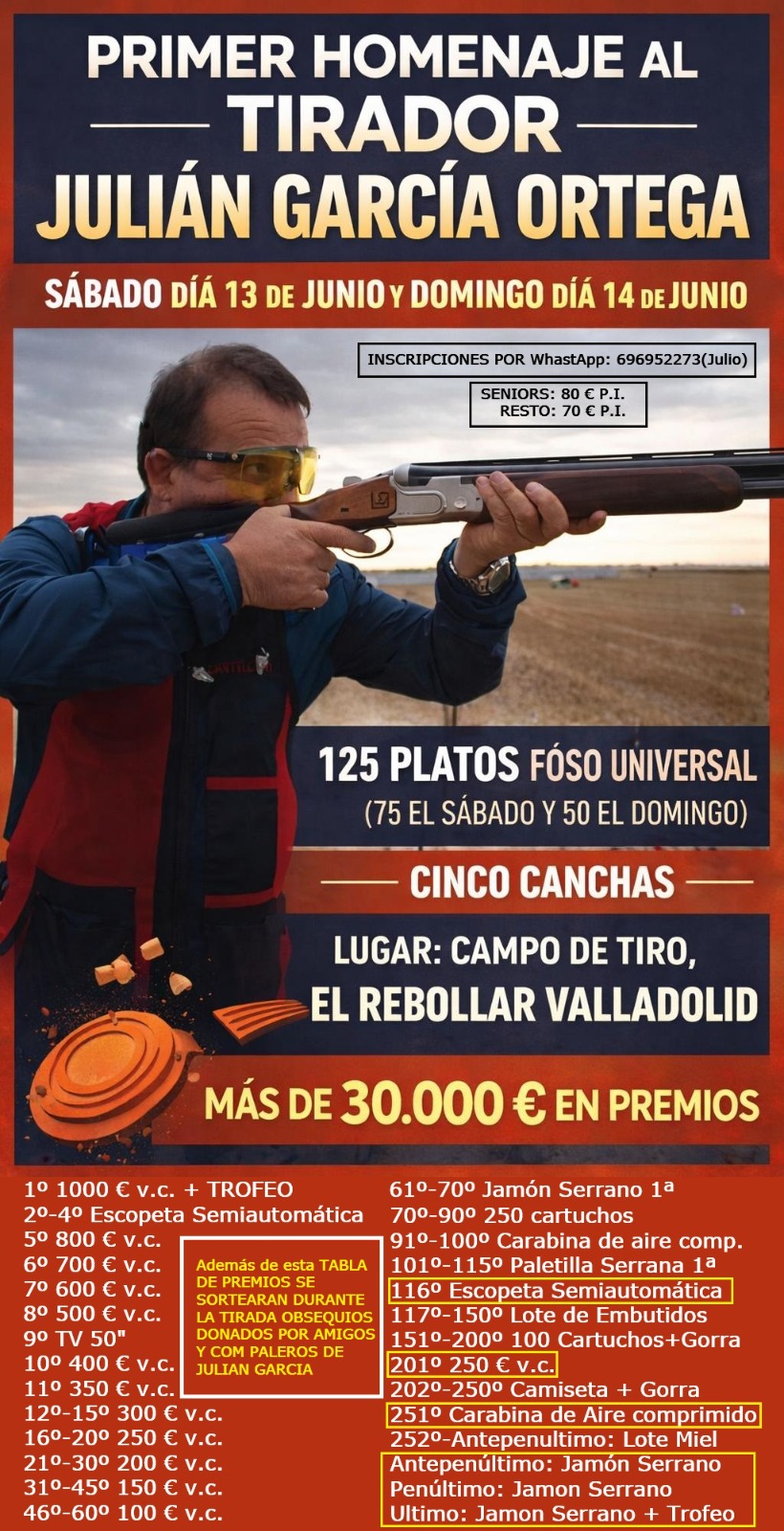 Tirada F.U. Homenaje a Julián García Ortega en El Campo de Tiro El Rebollar (Valladolid).
