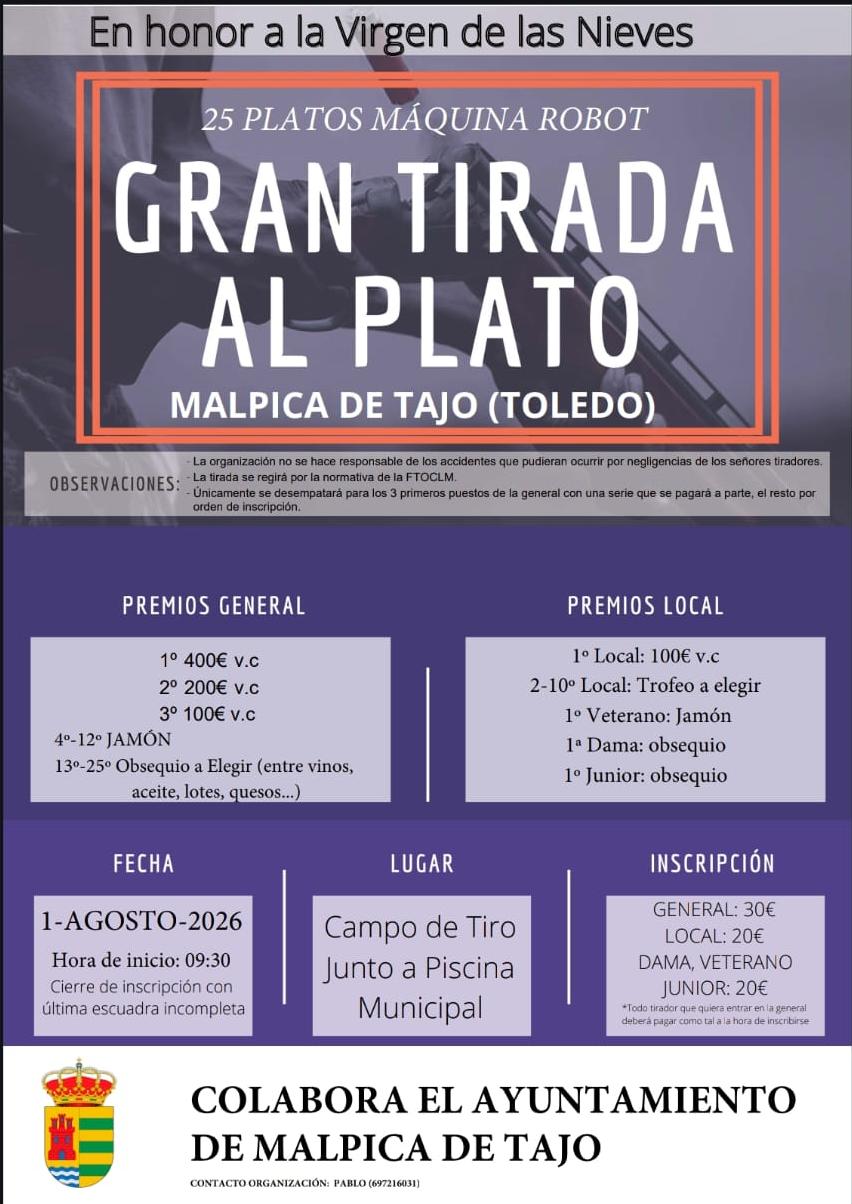 Gran Tirada al Plato ROBO en Malpica de Tajo (Toledo).