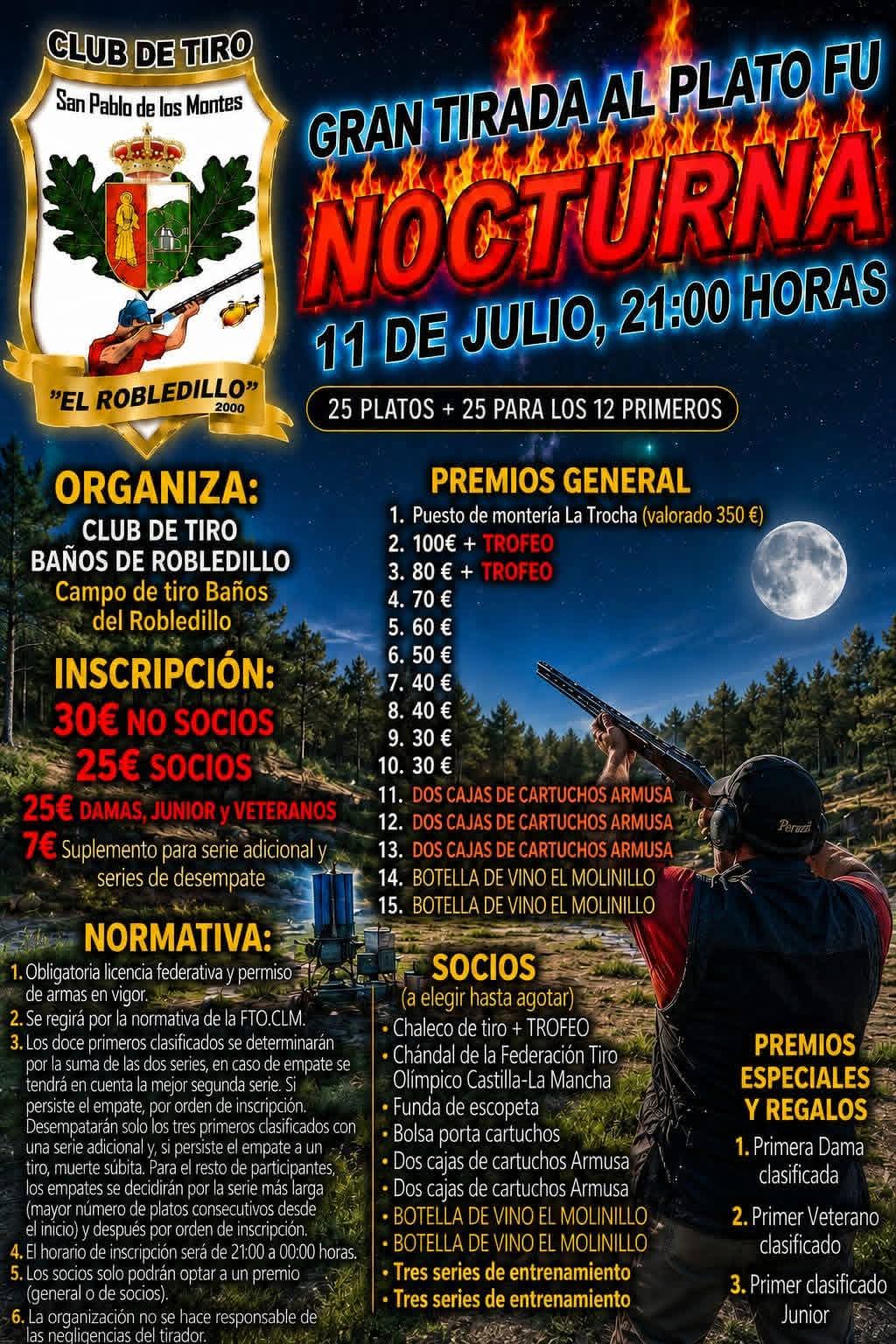Gran Tirada Nocturna F.U. en el Club de Tiro El Robledillo en San Pablo de los Montes (Toledo).