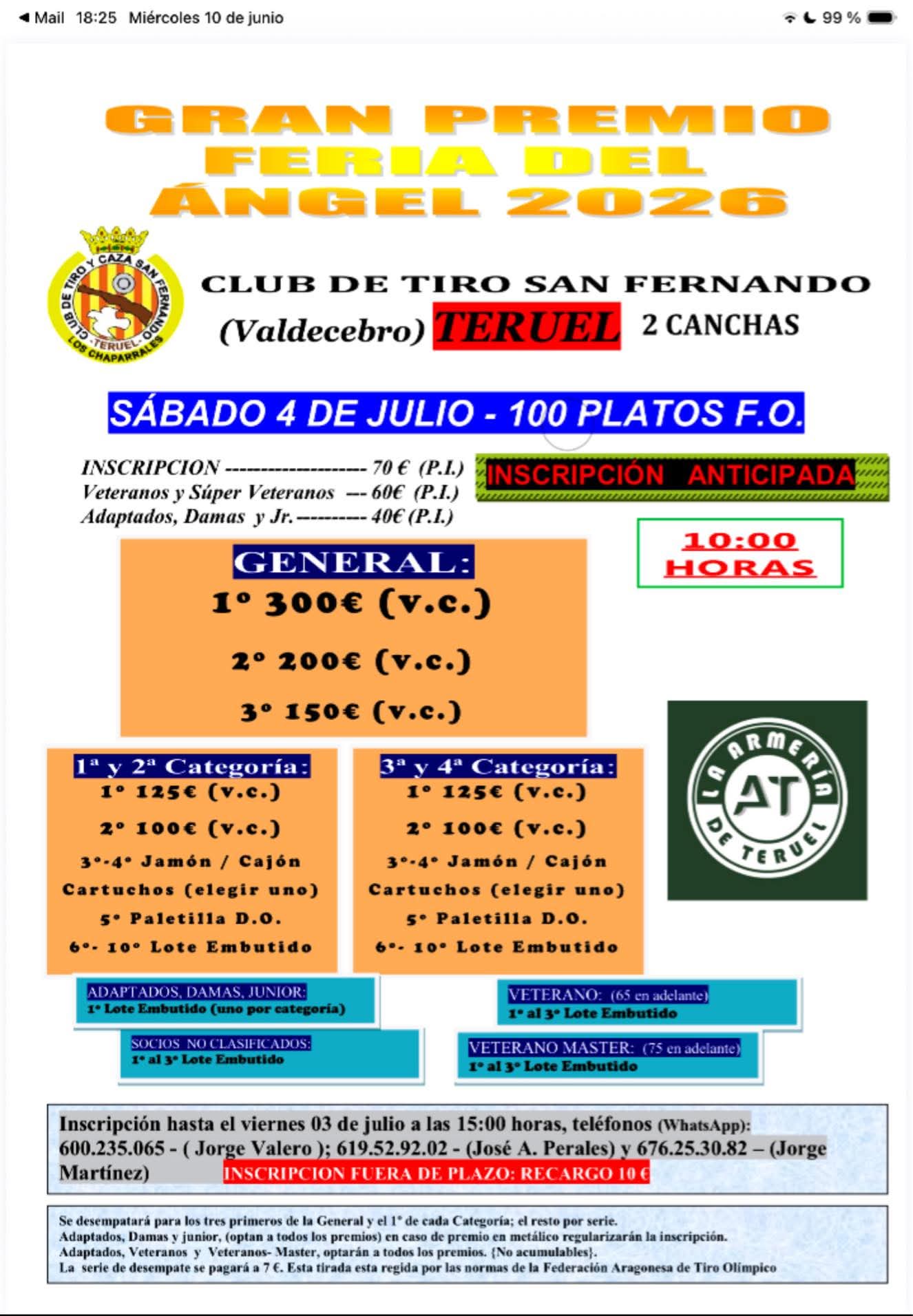 Gran Premio Feria del Ángel F.O. en el Club de Tiro San Fernando en Valdecebro (Teruel).
