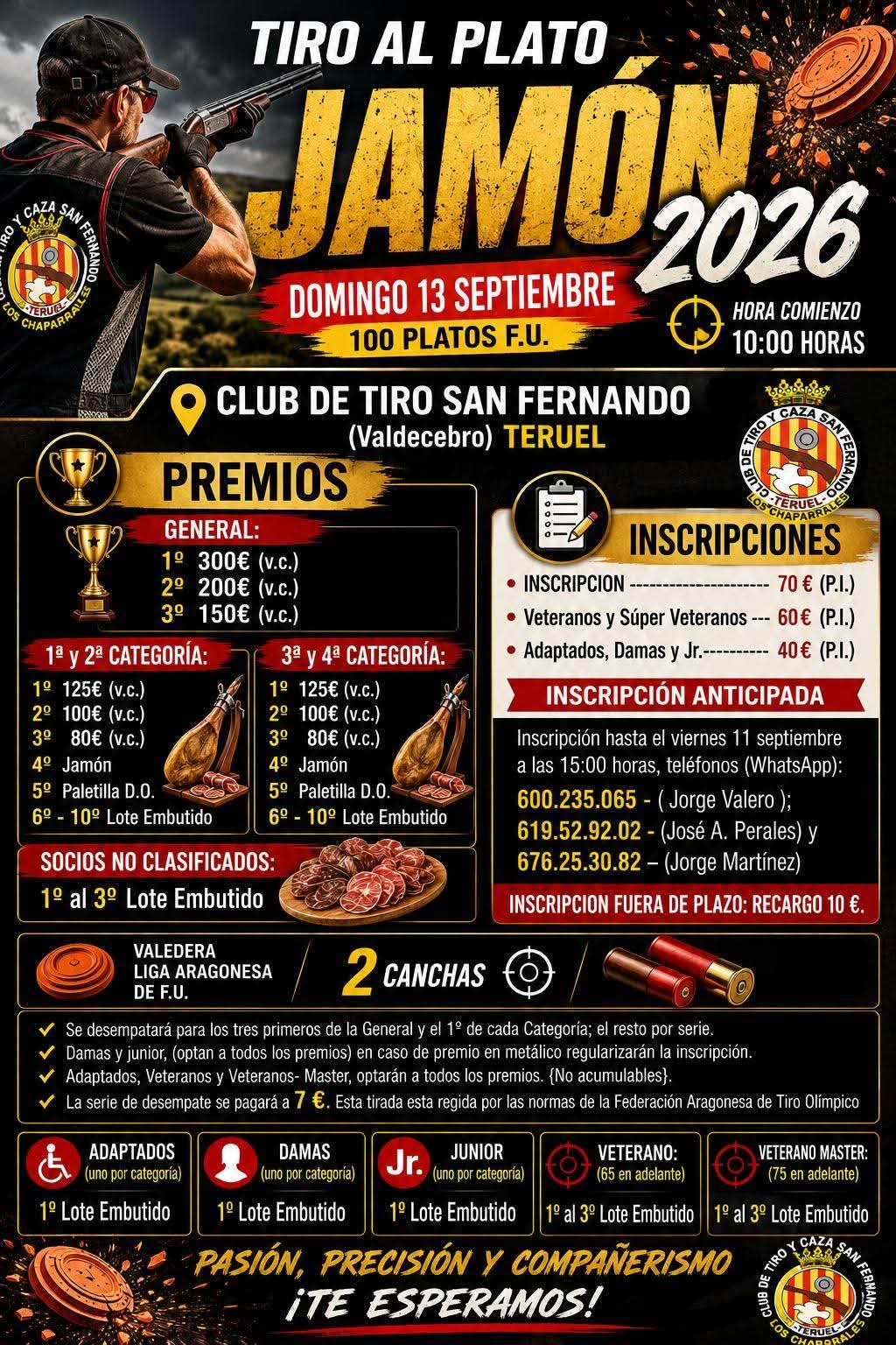 Tirada del Jamón F.U. en el Club de Tiro San Fernando en Valdecebro (Teruel).