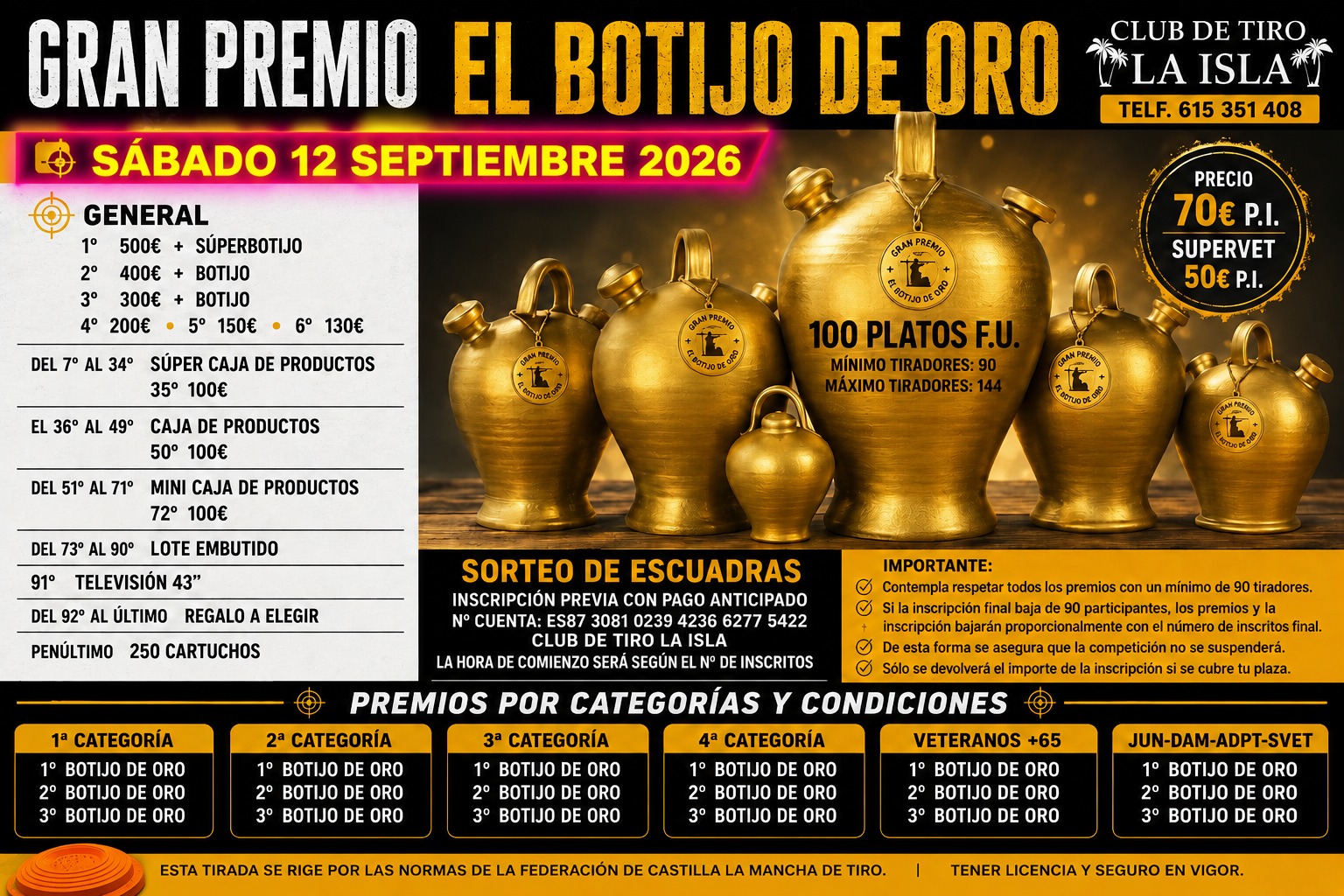Gran Tirada Botijo de Oro F.U. en el Club de Tiro La Isla en Azután (Toledo).