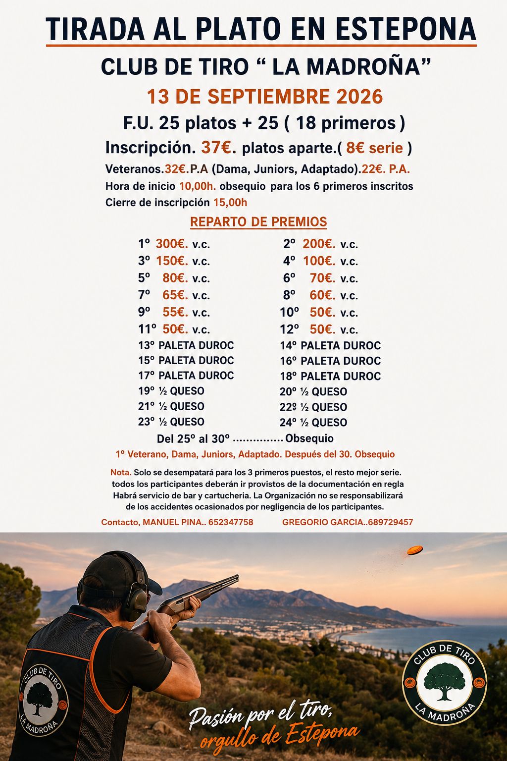 Tirada al Plato F.U. en el Club de Tiro La Madroña en Estepona (Málaga).