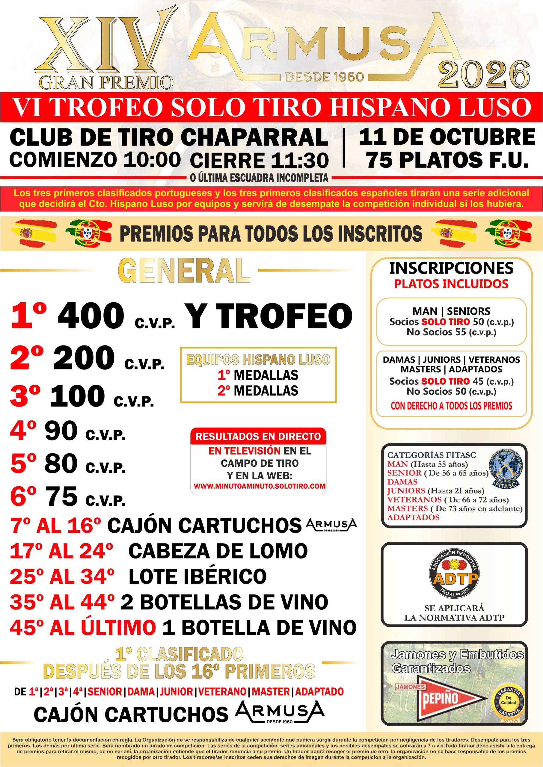 XIII Gran Premio ARMUSA – V Trofeo Hispano Luso SOLO TIRO F.U. en Trujillanos, Badajoz.