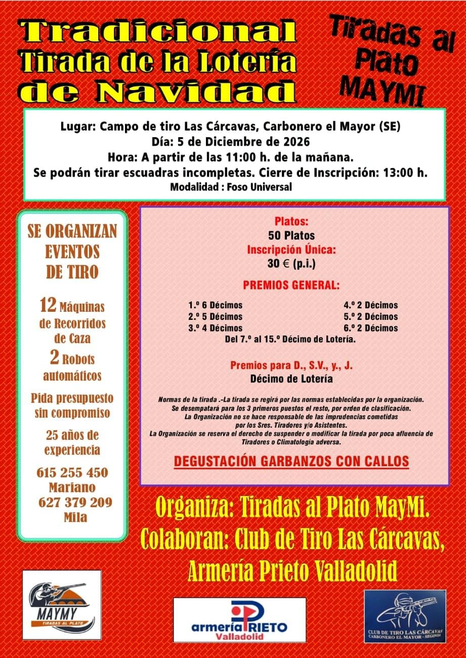 Tirada de La Lotería de Navidad F.U. en el Campo de Tiro Las Cárcavas en Carbonero el Mayor (Segovia).