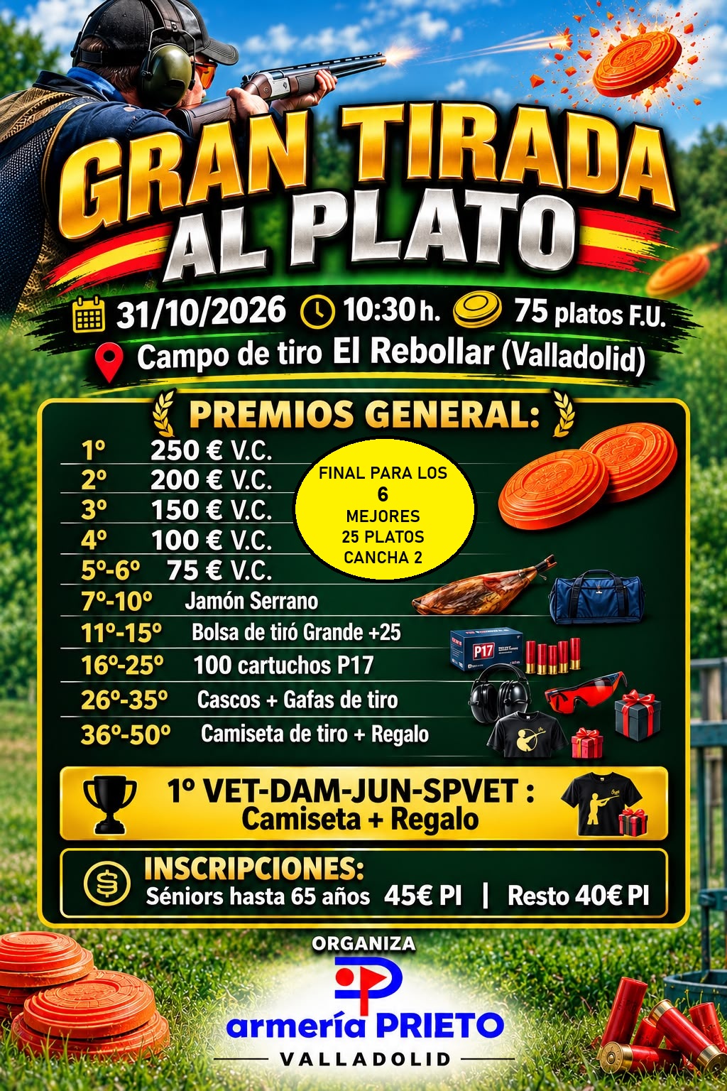 Gran Tirada al Plato F.U. en el Campo de Tiro El Rebollar (Valladolid).