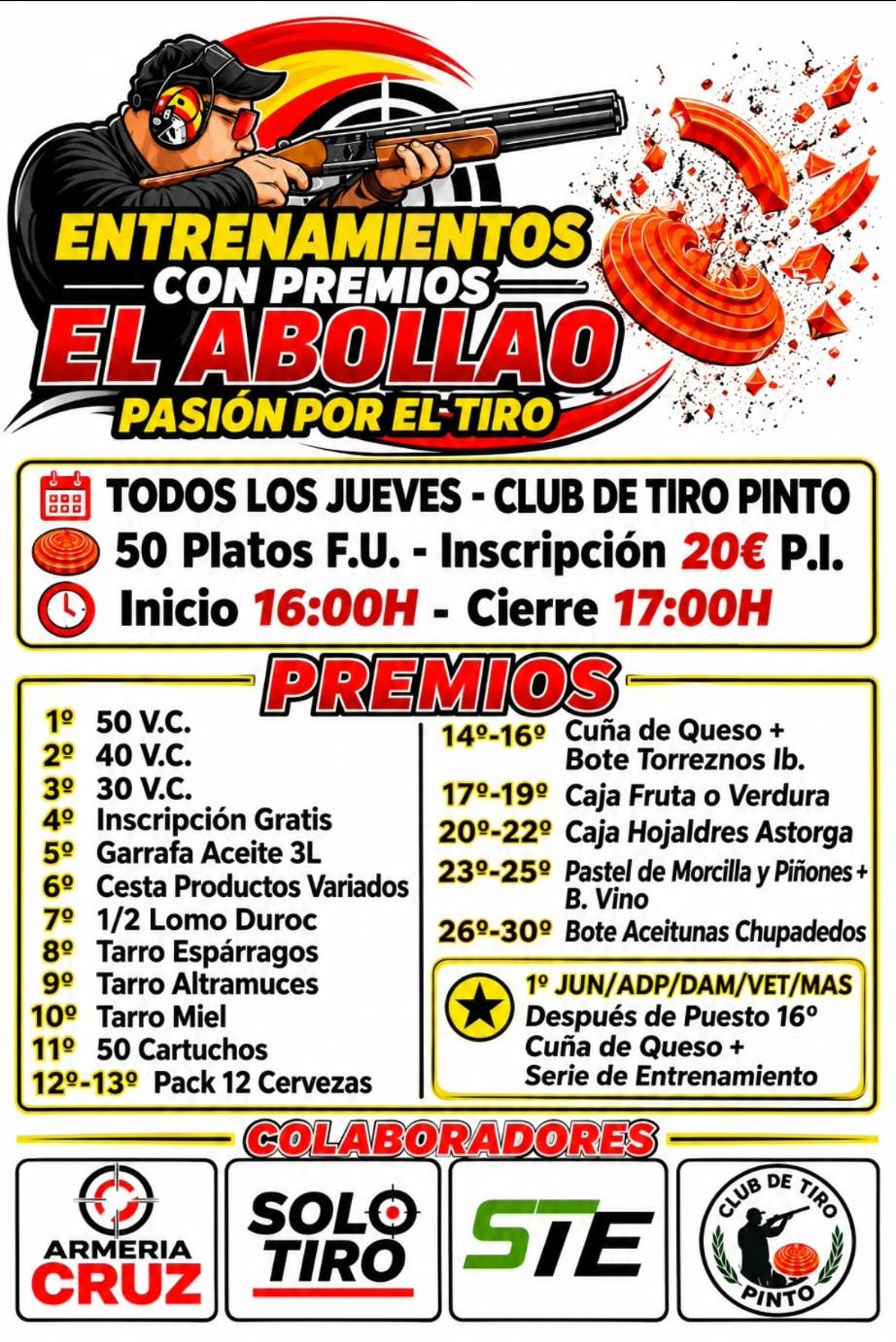 Todos Los Jueves Entrenamientos con Premios F.U. «El Abollao» en el Club de Tiro Pinto (Madrid).