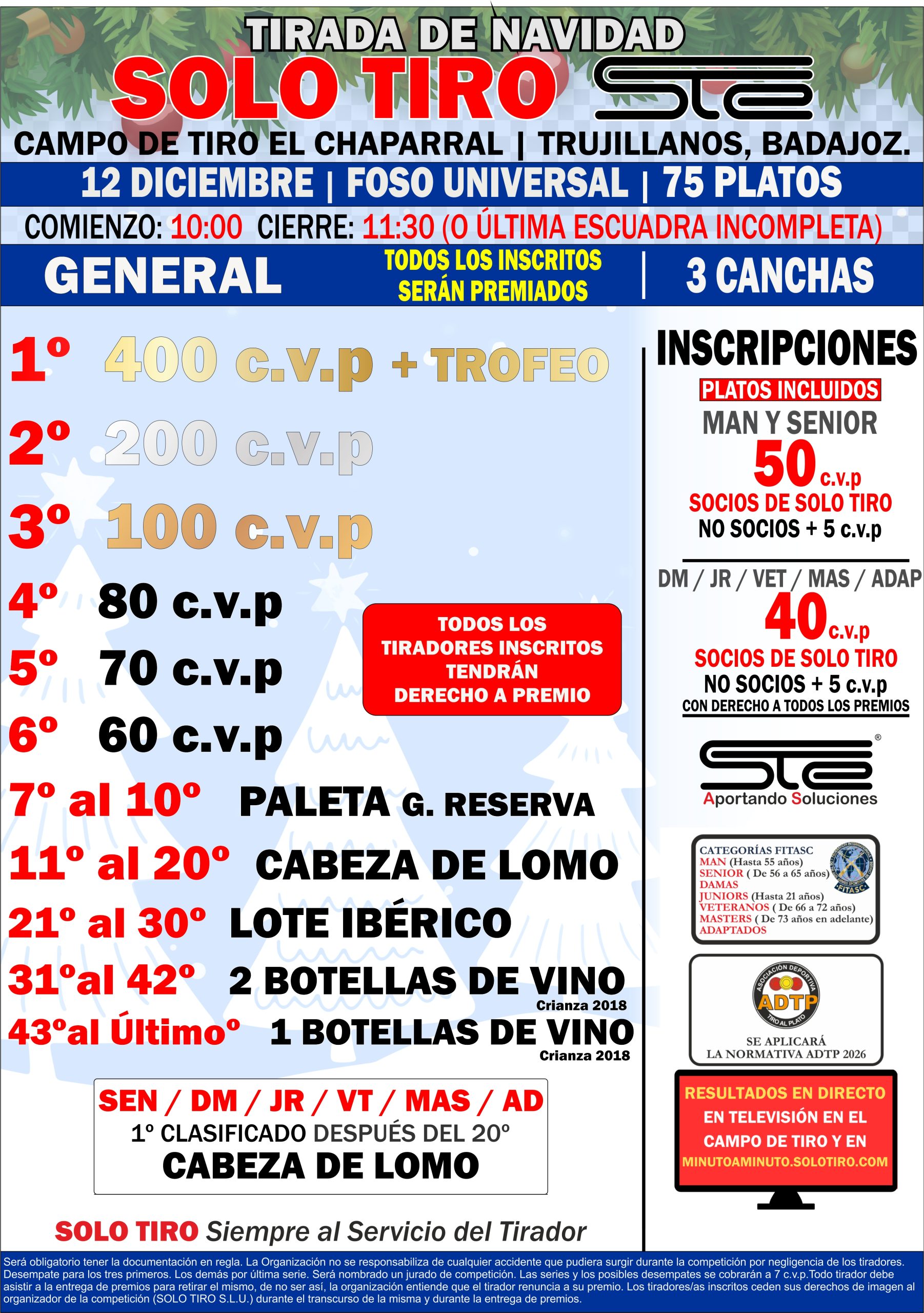Tirada de Navidad SOLO TIRO en Trujillanos, Badajoz.